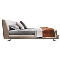 Modern Style Double Fabric Soft Bed Real Leather Soft Bed Queen Bed
