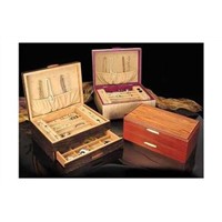 Wooden Jewelry Cabinet with Necklace Hooks Ring Rolls, Velvet Lining Great Gift for Wemen & Men