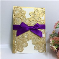 2016 Newest Laser cards Cut Europe wedding invitation cards with Embossed Flower