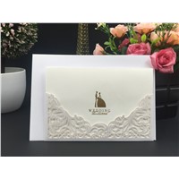 Modern Elegant Metallic Brown Laser Cut China Wedding Invitation Card Designs