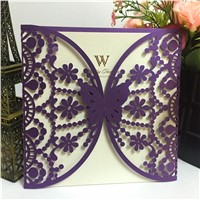 Lace Wedding Invitations  White Ribbon Envelope Paper Printing Custom Wedding Invitation Cards