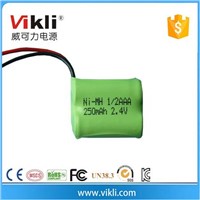 Toy cars rechargeable cylindrical nimh 2.4V battery 250mah