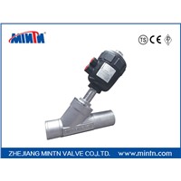 Pneumatic Angle Seat Valve welded connection with plastic stainless steel valve