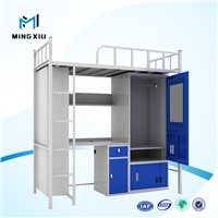 Luoyang low price bunk bed with desk / metal student dormitory bunk bed with locker