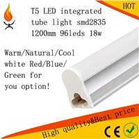 High efficiency T5 LED integrated  tube light smd2835 1200mm 4ft 96leds 18w  use in door