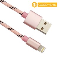 OEM Fabric braided USB data charger cable for iphone5 5S 6 6s 6Plus lightning cables Nylon Cord