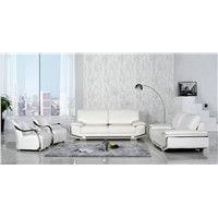 Luxury Steel Arm White Color Leather Sofa Set