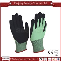 SeeWay B515 Green HHPE Cut Resistant and Black Sandy Nitrile Dipped Work Gloves