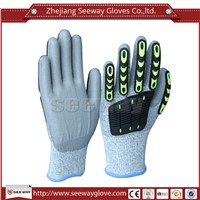 SeeWay B510-D HHPE Anti-cut TPR impact protection work gloves with PU coating cut resistant
