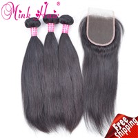 Wholesale 10A Grade Hair Mink Hair Weave Lace Closure 100% Human Hair Brazilian Hair Silky Straight