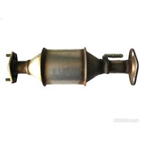 Exhaust system direct fit catalytic converter with ceramic substrate or metal catalyst