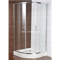 Corner chrome shower door with scetor tray