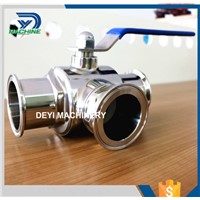 SS304 Sanitary Three Way Tri clamped Ball Valve