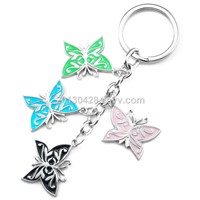 alloy metal soft enamel butterfly keychain