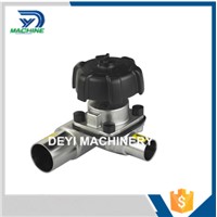 Stainless Steel Manual Three Way Diaphragm Valve Welding Ends