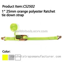 WDCS010102 1&amp;quot; 25mm Orange Ratchet straps for cargo control