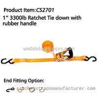 CS2701 1&amp;quot; 3300lbs Ratchet Tie down with Rubber handle