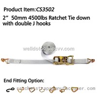 CS3502 2&amp;quot; 50mm 4500lbs ratchet tie down with double J hooks