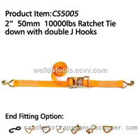 CS5005 2&amp;quot; 50mm 10000lbs Ratchet Tie down with double J Hooks