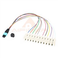 MPO MTP/UPC Male to Simplex 12SC/UPC 10Gbs OM4 Optical Fiber Harness/ Fanout Cable