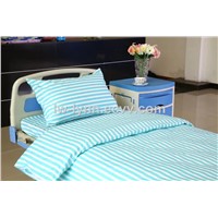l3 Polyester Cotton Green White Stripe Hospital Bed Sheet Linen