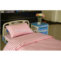 l4 Polyester Cotton Pink White Stripe Hospital Bed Sheet Linen