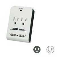 Surge Protector 2 AC-Outlet With Dual USB port 2.1A ETL approval