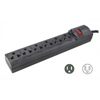 Universal 6 ways power sockets with surge protector, multi sockets