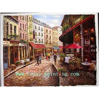 Abstract city street painting decoration painting by palette knife