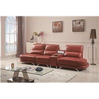 Modern red leather sofa, leather sofa with table