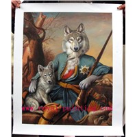 Wolf in human clothing oil painting reproduction customized artworks