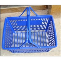 Supermarket plastic shopping basket with handles