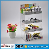4 layers 8 Compartment Transparent Acrylic Cell Phone Accessories Counter Display Stand Rack