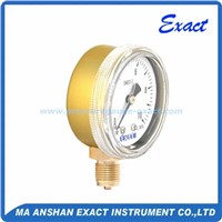 Yellow Gold Plated Bottom Connection Pressure Gauge
