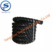 Black high strength fitness battle rope
