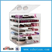 acrylic lucite makeup organizer/acrylic makeup display box/acrylic makeup organizer with drawer