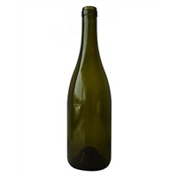 750ML Antique Green Burgundy Glass Wine Bottle with Cork