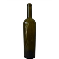 750ML dark green, antique green,flint Bordeaux /Conical Glass Wine Bottle