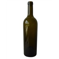 good quality 750ML Antique Green Bordeaux /Conical Glass Wine Bottle with Cork supplier