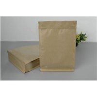 Kraft paper polythene boxpouch quad side seal flat bottom standup zipper lock snack packaging bags