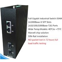 4 Ports Full Gigabit Unmanaged Industrial Ethernet Switches 2 RJ45 Ports+ 2 SFP Slots I504A