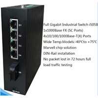 5 Ports 4 RJ45 + 1 Fiber Port Full Gigabit Unmanaged Industrial Ethernet Switches I505B