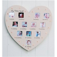 wood heart picture frame with LED