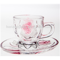 High Quality New Design Handle Cups And Saucers Glass Mug Set for coffee