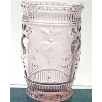 glass drinking tumbler with heart pattern