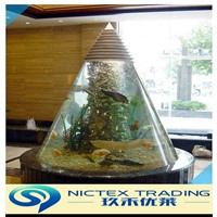 customerized large size decorate transparent taper/cone/triangle acrylic fish tank