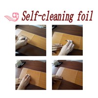Self-cleaning lamination foil for metal, aluminium
