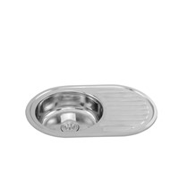Single Round Bowl Competitive Price Kitchen Sink with Drainboard WY-7750