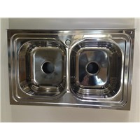 Hot selling double bowl polished stainless steel kitchen sink WY-8050D