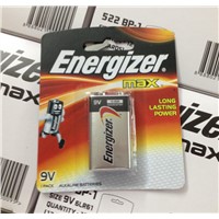 Energizer Max 522 9V 6LR61 alkaline battery in blister package
